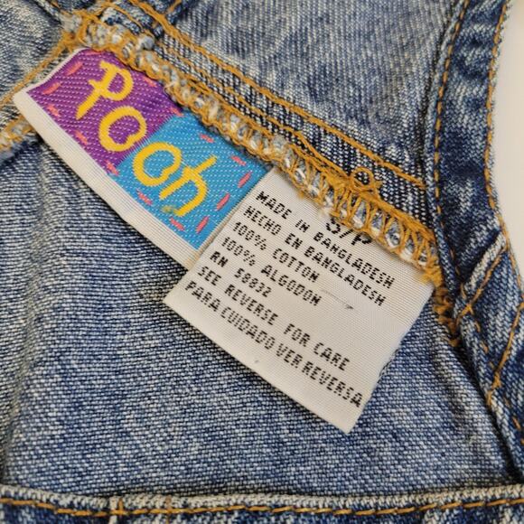 Vintage Disney Winnie the Pooh Denim Shortalls Kids Size S Embroidered Romper - Picture 4 of 11